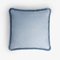Light Blue with Light Blue Fringes Happy Linen Pillow by LO DECOR for Lorenza Briola, Image 1