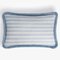White with Light Blue Fringes Happy Linen Pillow by LO DECOR for Lorenza Briola, Image 3
