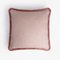 White with Light Pink Fringes Happy Linen Pillow by LO DECOR for Lorenza Briola 2