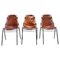 Cognac Leather and Chromed Metal Les Arcs Dining Chairs by Charlotte Perriand, Italy, 1970s, Set of 3, Image 1
