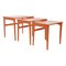 Orange Lacquered Wood Nesting Coffee Tables, Set of 3 1