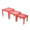Red Lacquered Wood Nesting Tables, Set of 3 1