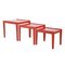 Tavolini ad incastro in legno laccato rosso, set di 3, Immagine 3