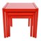 Tavolini ad incastro in legno laccato rosso, set di 3, Immagine 4