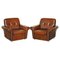 Vintage Dutch Brown Leather Armchairs, Set of 2, Image 1