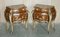 Italian Marquetry Inlaid Burr Walnut Bombe Bedside Cabinets, Set of 2 1