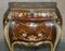 Italian Marquetry Inlaid Burr Walnut Bombe Bedside Cabinets, Set of 2, Image 4