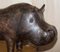 Vintage Brown Leather Hippopotamus Footstool from Dimitri Omersa 3
