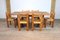 T14C Table and S11 Dining Chairs in Elm and Leather by Pierre Chapo, Set of 6 2