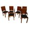 Art Deco Dining Chairs in Walnut Veneer, France, 1930s, Set of 6 1