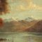 Grande paesaggio lacustre, XIX secolo, olio su compensato, Immagine 4