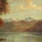 Large Lake Landscape, 1800s, Oil on Plywood, Framed 4