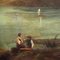 Large Lake Landscape, 1800s, Oil on Plywood, Framed 3