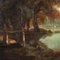 Large Lake Landscape, 1800s, Oil on Plywood, Framed 5