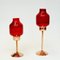 Swedish Bronze Candleholders with Red Glass Domes from Gnosjö Konstmide, 1960s, Set of 2 7