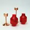 Swedish Bronze Candleholders with Red Glass Domes from Gnosjö Konstmide, 1960s, Set of 2 4