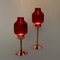 Swedish Bronze Candleholders with Red Glass Domes from Gnosjö Konstmide, 1960s, Set of 2 3