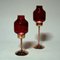 Schwedische Kerzenhalter aus Bronze mit roten Glaskuppeln von Gnosjö Konstmide, 1960er, 2er Set 6