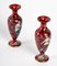 Jugendstil Vasen aus roter Emaille, 2er Set 6