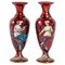 Jugendstil Vasen aus roter Emaille, 2er Set 1