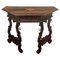 19th Century Baroque Solid Walnut Lyre-Leg Demi-Lune Console Table with Inlay 1