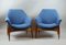 Mid-Century Hungarian Lounge Chairs in Blue Fabric by Julia Gaubek, 1950s 2