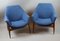 Mid-Century Hungarian Lounge Chairs in Blue Fabric by Julia Gaubek, 1950s 3