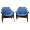 Mid-Century Hungarian Lounge Chairs in Blue Fabric by Julia Gaubek, 1950s 1