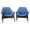 Mid-Century Hungarian Lounge Chairs in Blue Fabric by Julia Gaubek, 1950s, Image 1