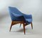 Mid-Century Hungarian Lounge Chairs in Blue Fabric by Julia Gaubek, 1950s, Image 4