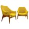 Mid-Century Hungarian Lounge Chairs in Yellow Fabric by Julia Gaubek, 1950s, Image 1