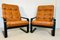 Poltrone Mid-Century in similpelle color cognac e palissandro, Immagine 1