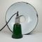 Large Industrial Green and White Enamel Ceiling Light, Image 3