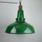 Large Industrial Green and White Enamel Ceiling Light, Image 1