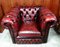 Chesterfield Clubsessel aus rotem Leder 9