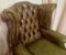 English Queen Anne Highback Winged Chesterfield Armchair in Green Leather 5