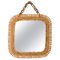 Mid-Century Rattan & Bamboo Squared Wall Mirror, Italy, 1960s 1