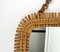 Espejo de pared Mid-Century cuadrado de ratán y bambú, años 60, Imagen 8