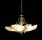 Lámpara de araña italiana de cristal de Murano de cinco hojas con detalles dorados, años 90, Imagen 4