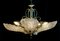 Lámpara de araña italiana de cristal de Murano de cinco hojas con detalles dorados, años 90, Imagen 3