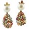 Boucles d'Oreilles en Or Rose 14K avec Saphirs, Diamants et Perles Blanches 1