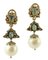 Aretes colgantes de oro blanco y plata de 14 quilates con diamantes, zafiros azules y perlas, Imagen 3