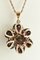 14K Rose Gold and Silver Flower Pendant with Rubies Diamonds and White Pearl, Image 2