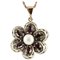 14K Rose Gold and Silver Flower Pendant with Rubies Diamonds and White Pearl, Image 1