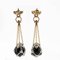 Rose Gold Dangling Earrings with Diamonds Onyx and Emeralds, Image 3