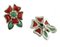 Earrings in 14K White Gold with Diamonds Green Agate and Red Coral Flowers 2