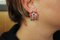 Boucles d'Oreilles en Or Blanc 14K avec Diamants en Agate Verte et Fleurs de Corail Rouge 5