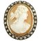 Rose Gold and Silver Brooch with Diamonds and Cameo, Image 1