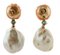 Rose Gold Drop Earrings with Emeralds Coral and Baroque Pearls 2