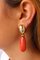 18K Yellow Gold Drop Earrings with Red Coral and White Diamonds 5